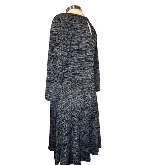 APT. 9 Women's Empire Dress Large Black/Grey Marble Midi Office Cozy Comfort - Picture 4 of 11